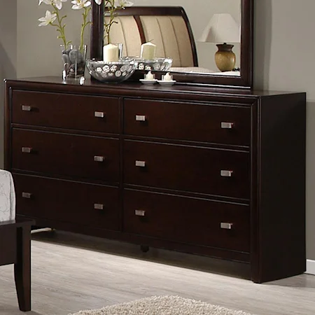 Transitional Six Drawer Dresser